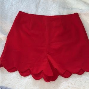 Red scalloped shorts